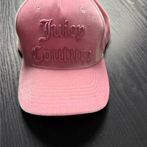 Juicy Couture Light Pink Velvet Baseball Cap with Embroidered Logo